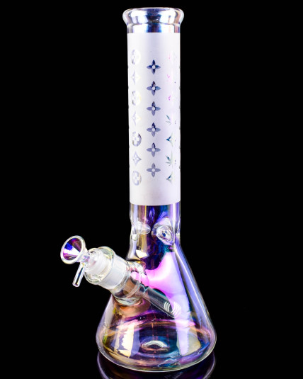 Luxury Louis Fashion Bong - 14" Chameleon Iridescent Beaker Base Bong - Pearl