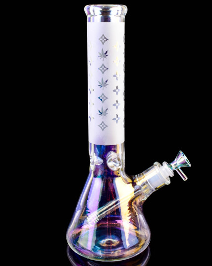Luxury Louis Fashion Bong - 14" Chameleon Iridescent Beaker Base Bong - Pearl