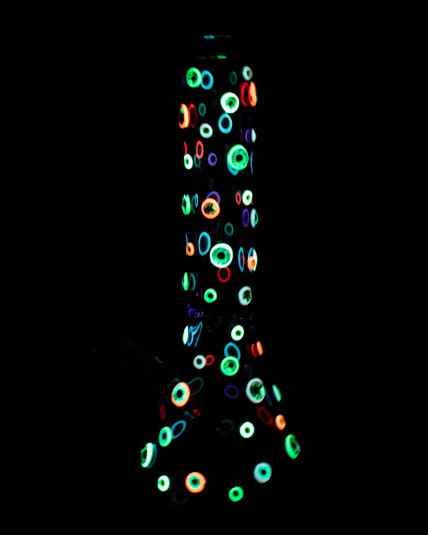 Atomic Glass Glow In The Dark All-Seeing Eye Beaker Bong - Purple