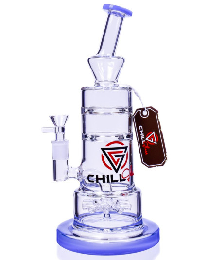 Chill Glass - 11" Tilted 10 Arm Sprinkler Bong - Milk Blue