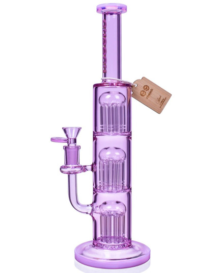 Cheech™ Glass - 13" Transparent Triple Rain Tree With 8 Arm Tree Perc Bong