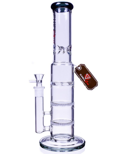 The Panthers - Chill Glass 16" Double Honeycomb w/ Turbine Perc Bong
