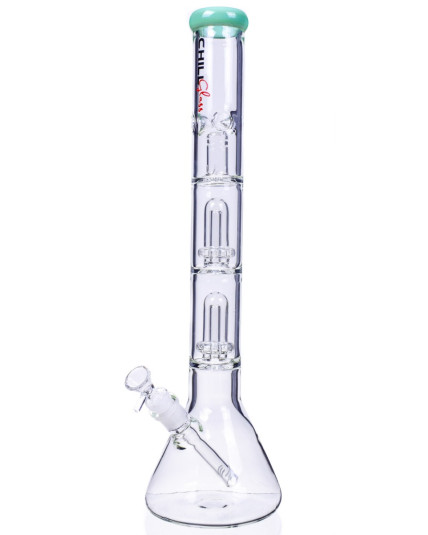 Chill Glass - 19" Triple Inline Showerhead Perc Bong - American Green