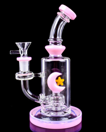 Moon Crossed - Showerhead Perc Girly Bong - Pink