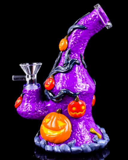 Haunted Midnight Pumpkin Tree Bong/Dab Rig - Purple