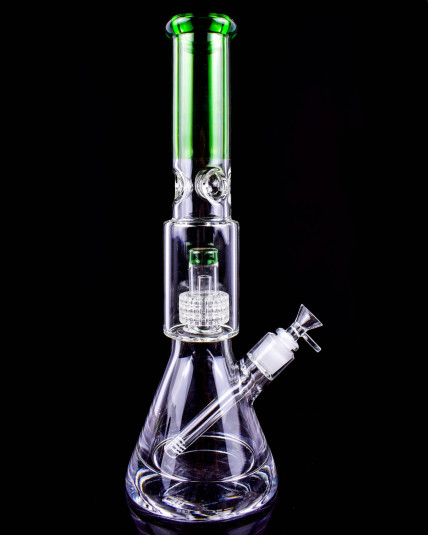 Cyclone Chamber – 16” Thick Glass Beaker Bong - Green