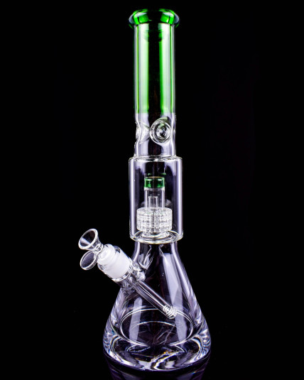 Cyclone Chamber – 16” Thick Glass Beaker Bong - Green