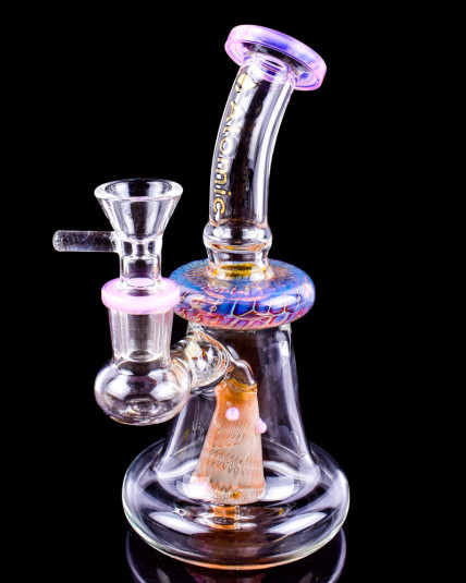 Celestial Glow - Atomic Glass - Fumed Bubble Trap Mini Bong - Pink