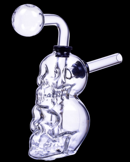 Dual Cranium Clear Oil Burner Bong