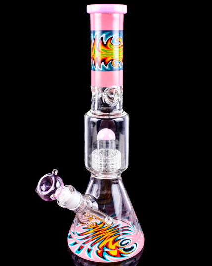 The Specter - 16" Super Thick WigWag Tube Beaker Bong - Milk Pink