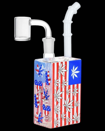 Patriotic Leaf Glow Juice Box Bong/Dab Rig