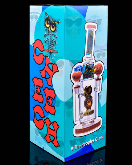 Cheech Glass – Owls Just Wanna Get High Bong w/ 2 Glass Hand Pipes