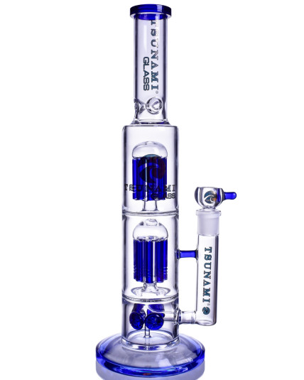Arctic Surge - Tsunami Glass - 15" Button Double 8 Arm Tree Perc Bong