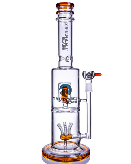 GlacierGush - Tsunami Glass -  15" Sprinkler Cube Perc Bong