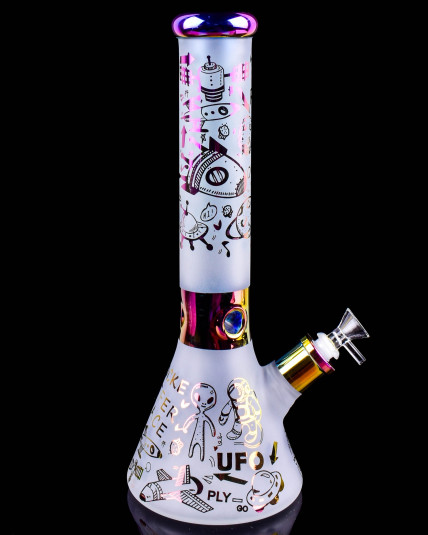 Cosmic Outpost - 14” 7mm Thick Frosted Beaker Bong - Purple