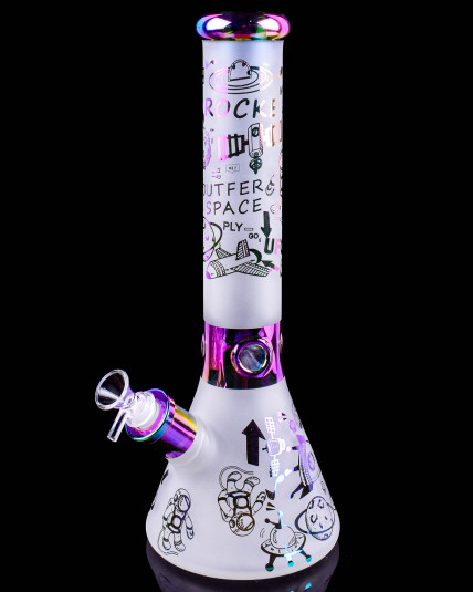 Cosmic Outpost - 14” 7mm Thick Frosted Beaker Bong