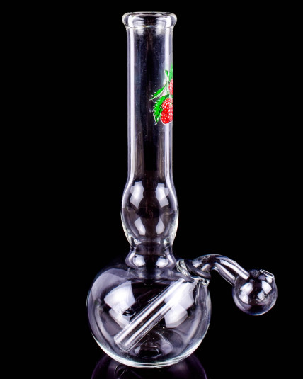 6" Clear Double Bubble Glass Oil Rig w/ Attached Oil Burner Pipe