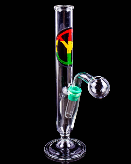7.5" Cylinder Shape Glass Oil Rig w/ Oil Burner Pipe