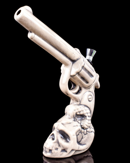 John Wicks's Revolver - 9" Skull Face Ceramic Bubbler