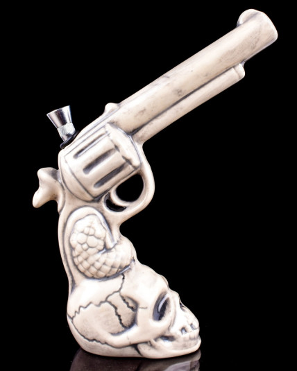 John Wicks's Revolver - 9" Skull Face Ceramic Bubbler