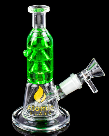 Atomic Glass - Mini Freezable Glycerin Straight Tube Bong  - Green