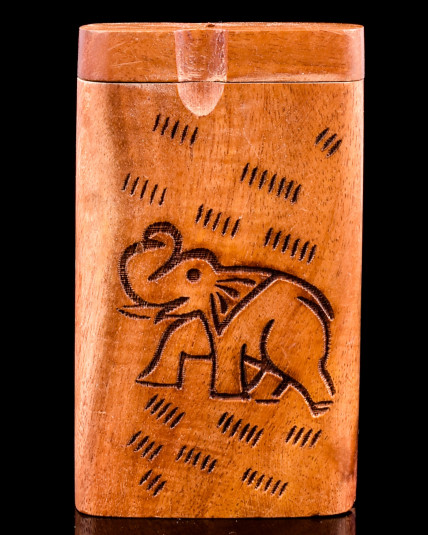 Large Wooden Dugout Box - Elephant design