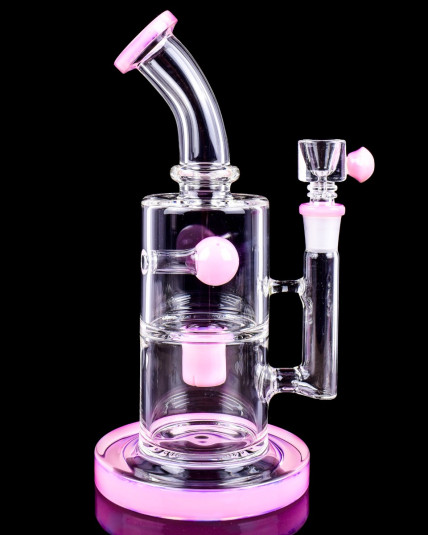 The Primalistic - 9" Showerhead Perc Bong/Dab Rig -Pink