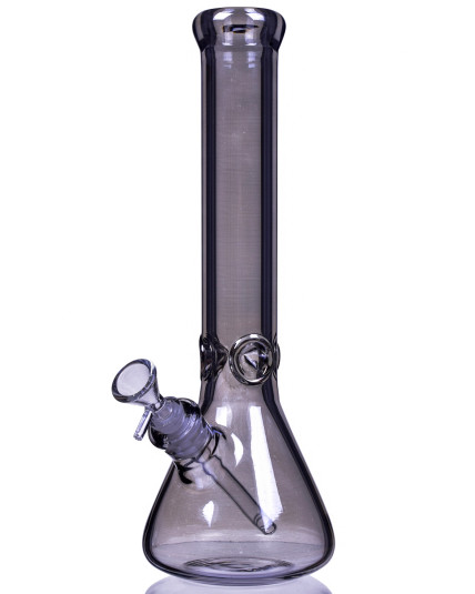 14" Silver Fumed Shiny Smoking Bong Color Tinted - Ash Black