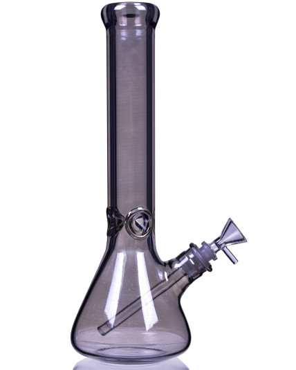 14" Silver Fumed Shiny Smoking Bong Color Tinted - Ash Black