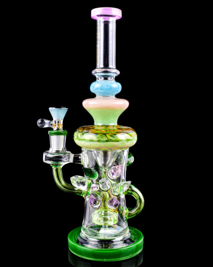 The Infinity Crystals - Tattoo® Glass 12" Triple Spikey Recycler Bong