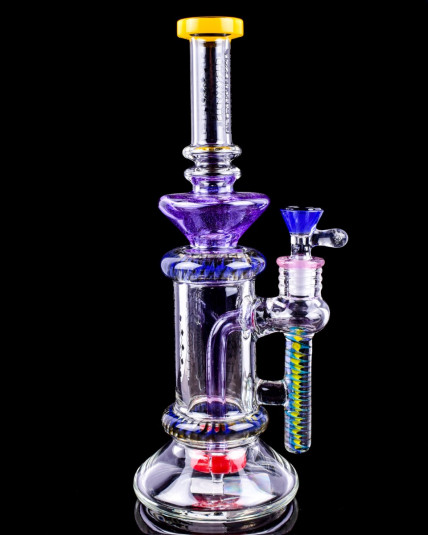 Tattoo Glass 12" Showerhead Perc w/ Web Design Bong - Purple
