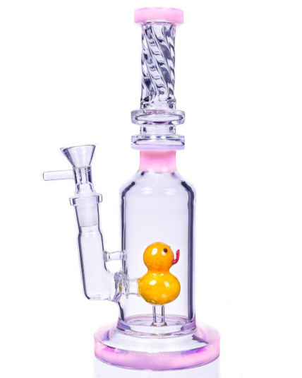 The Daisy Duck Bong - 9" Spiral Design Dab Rig - Pink
