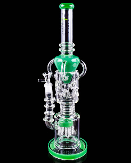 Emerald Cyclone - Clover Glass - 17" Electric Ball Arm Recycler Bong