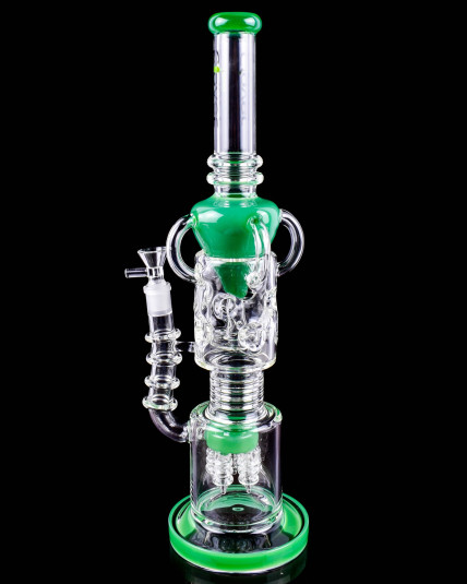 Emerald Cyclone - Clover Glass - 17" Electric Ball Arm Recycler Bong