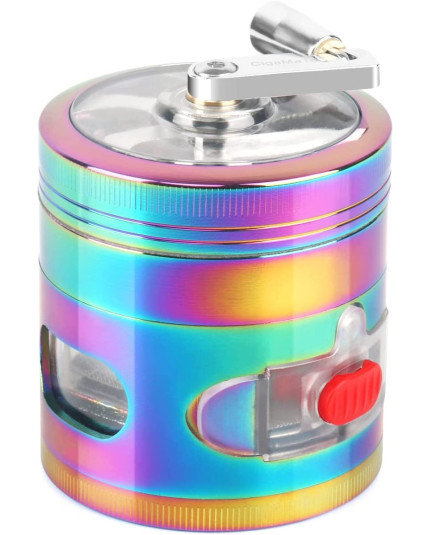 The Cracker - 62MM Four Piece Hand Cranked Grinder With Pull Out Drawer - Rainbow