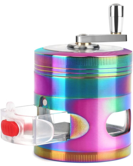 The Cracker - 62MM Four Piece Hand Cranked Grinder With Pull Out Drawer - Rainbow