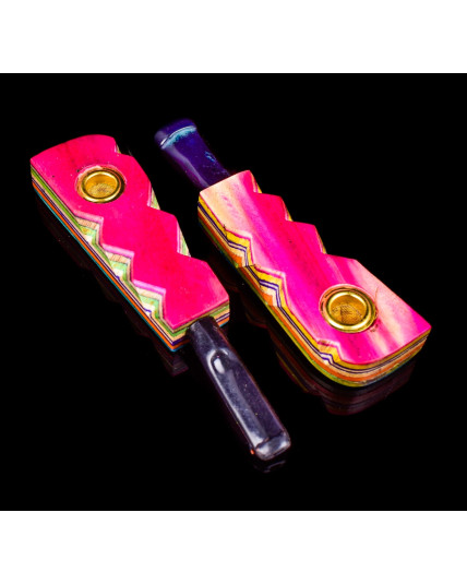 5" Pink Colorful Wooden Pipe w/ Mouthpiece