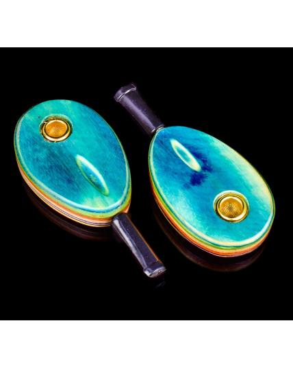 5" Oval Colorful Pink Colorful Wooden Pipe w/ Mouthpiece - BOGO!!