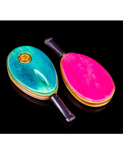 5" Oval Colorful Pink Colorful Wooden Pipe w/ Mouthpiece - BOGO!!