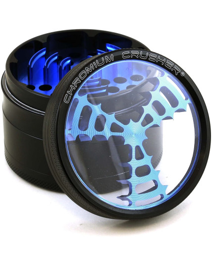 Herb Connect - 63MM Chromium Crusher® - Dual Four Part Grinder - Black/Blue