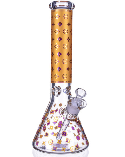 Luxury Louis Fashion Bong - 14" 7MM Thick Beaker Bong - Golden 