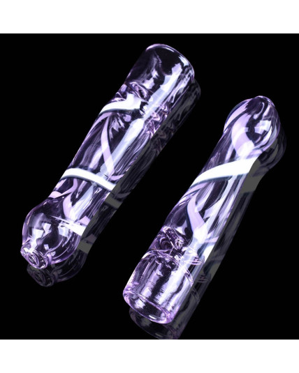 3" Girly Girl Pink Chillum One Hitter Cigarette Bat Pink Glass Spoon - Buy One Get One Free!!