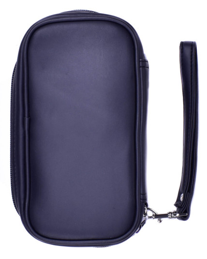 Leather Black Tobacco Pouch Travel Case with Strap Handle Holds 3 Pipes