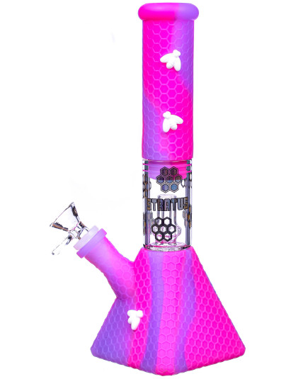 Smoke Pyramid - 11" Stratus Pyramid Pink Silicone Bong with 19mm Down Stem and 14mm Bowl 