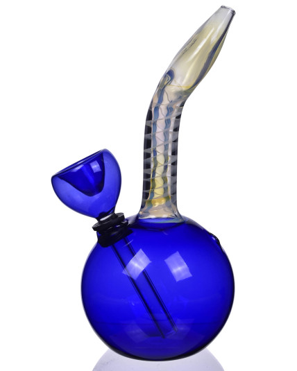 6" Spiral Tilted Fumed Mini Bong - Blue