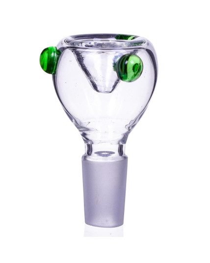Smoking Accessories 14mm Dry Male Glass Bowl With Green Accent - Dry Herb