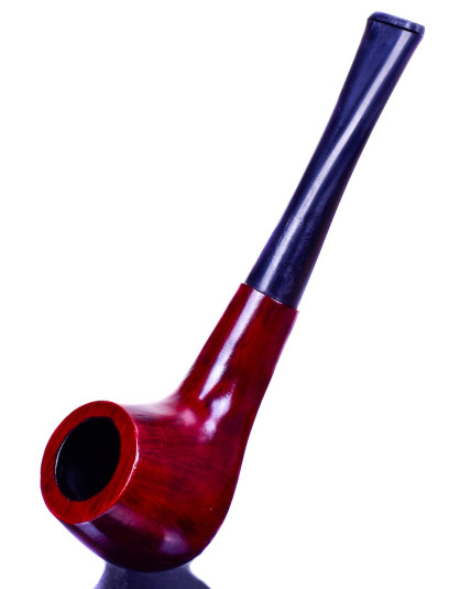  Cherry Finish Smooth High End Wooden Pipe - 6" Straight Sherlock