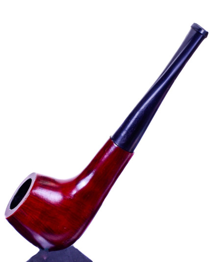  Cherry Finish Smooth High End Wooden Pipe - 6" Straight Sherlock