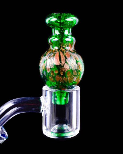 Dichroic Swirled Artistic Ball Carb Cap - Green Dichroic