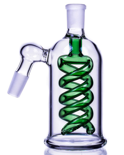  Emerald Cyclone Dual Coil Ash Catcher for Bong 14mm Green